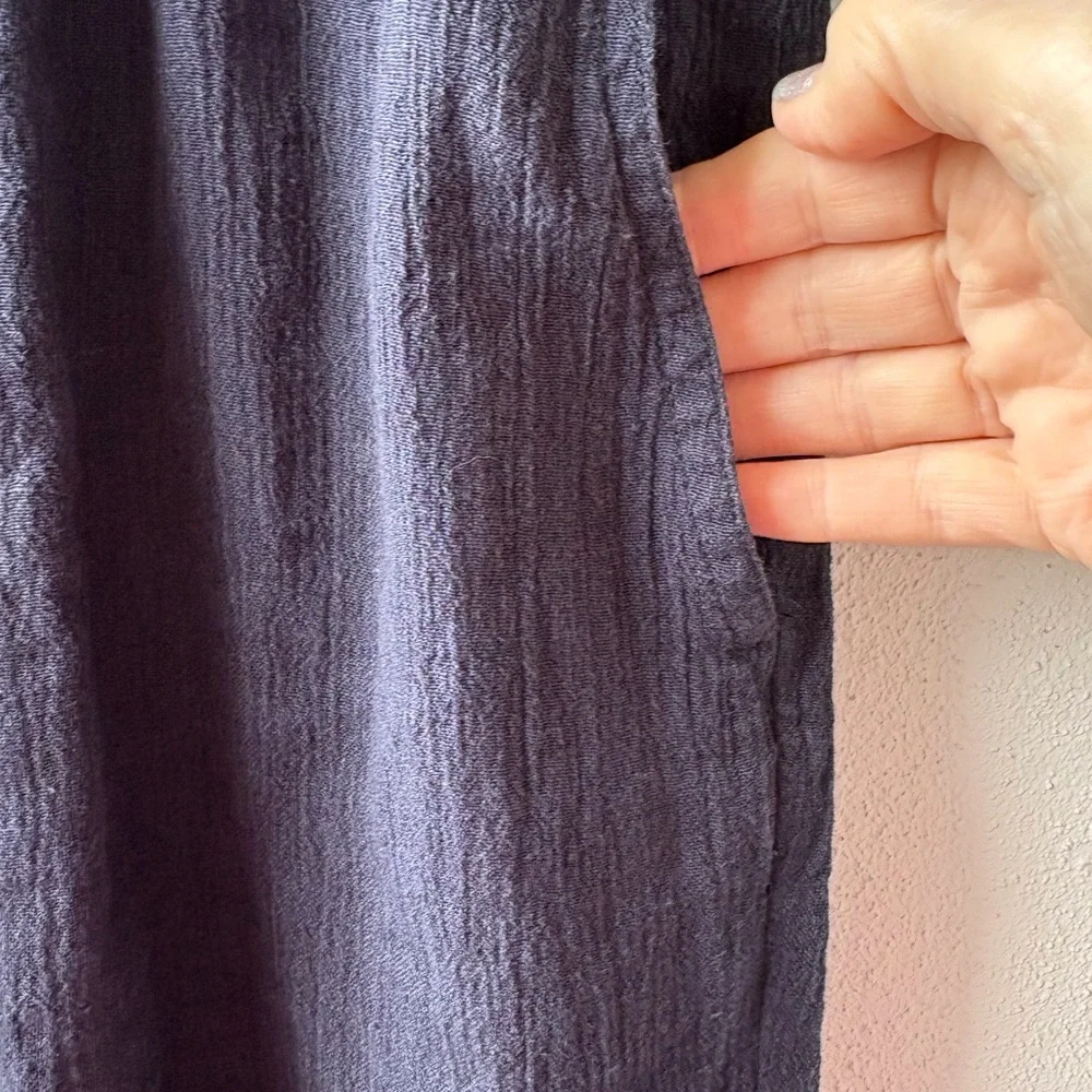 Poetry Linen Blend Drawstring Ankle Pants Size 14 Coastal Chic Navy Quiet Luxury - Picture 7 of 12